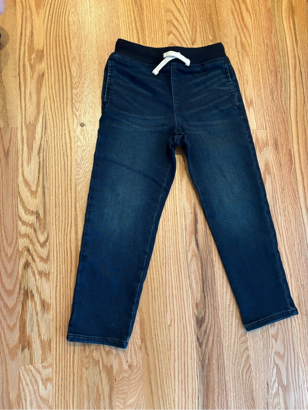 Crewcuts Navy Pull-On Jogger Jeans with White Drawstring